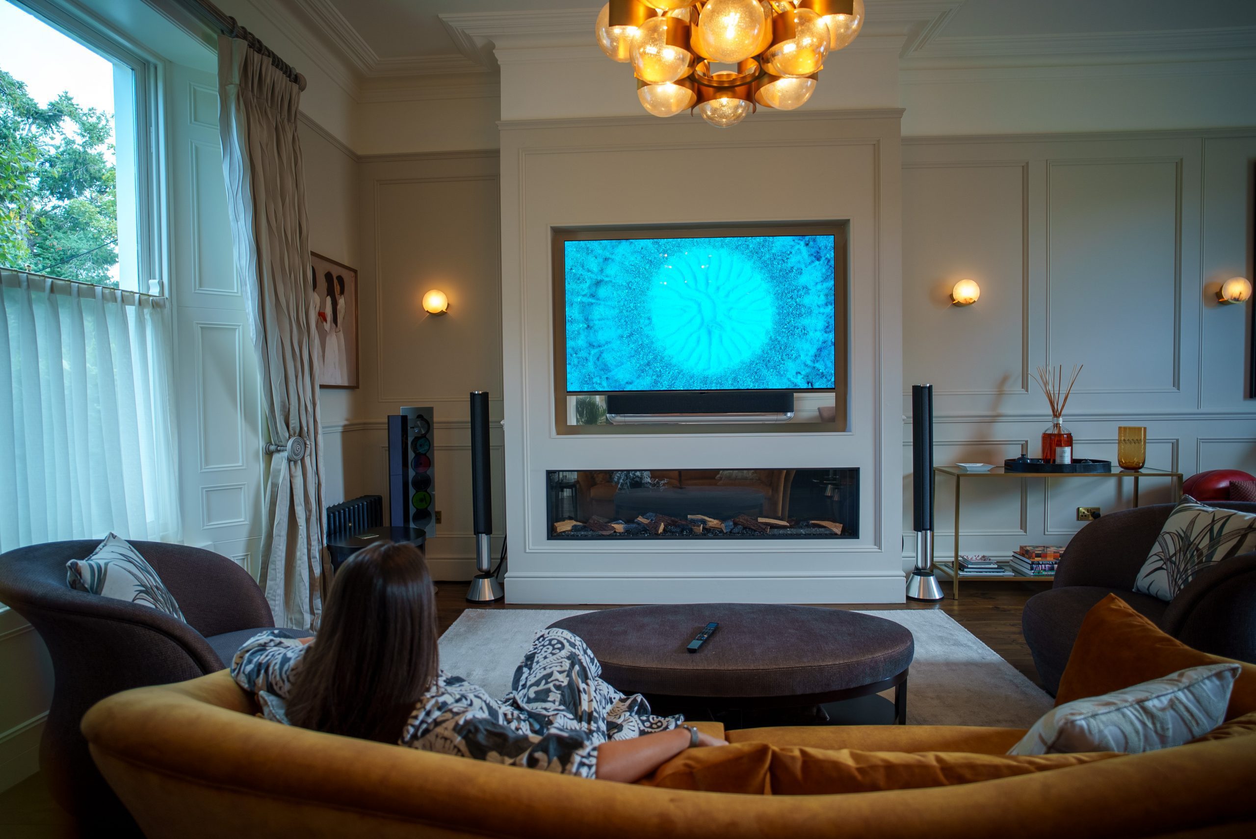 TV setup on a home build. Excellent example of TV set-up